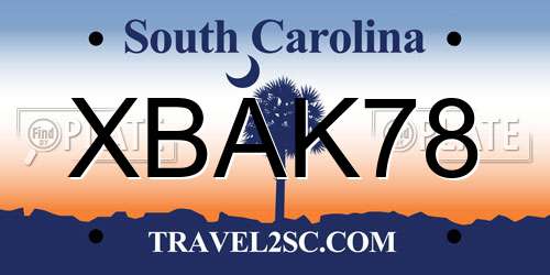 XBAK78 South Carolina License Plate