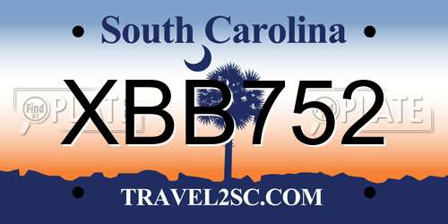 XBB752 South Carolina License Plate