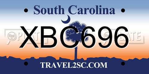 XBC696 South Carolina License Plate