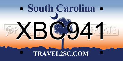 XBC941 South Carolina License Plate