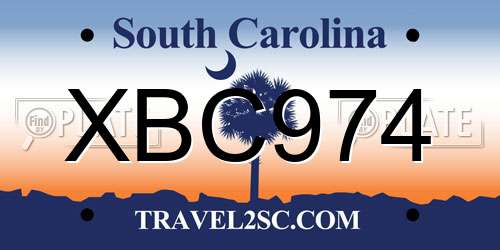 XBC974 South Carolina License Plate
