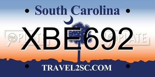XBE692 South Carolina License Plate