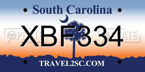 XBF334 South Carolina License Plate