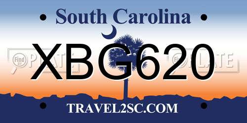 XBG620 South Carolina License Plate