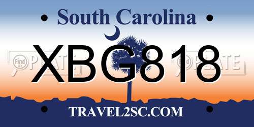 XBG818 South Carolina License Plate