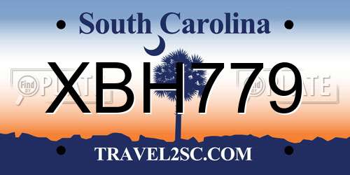 XBH779 South Carolina License Plate