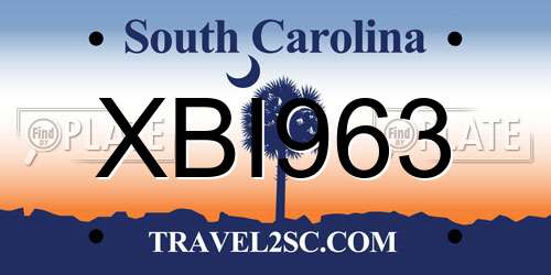 XBI963 South Carolina License Plate