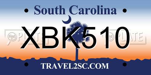 XBK510 South Carolina License Plate