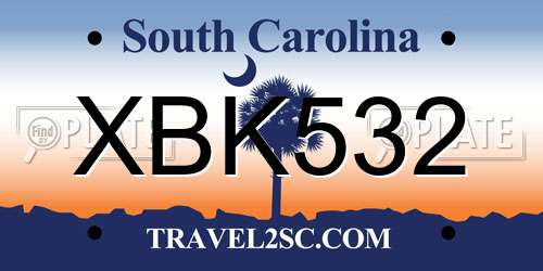 XBK532 South Carolina License Plate