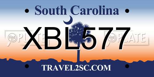 XBL577 South Carolina License Plate