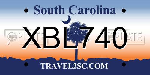 XBL740 South Carolina License Plate