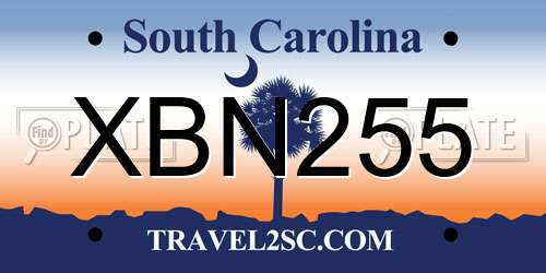 XBN255 South Carolina License Plate