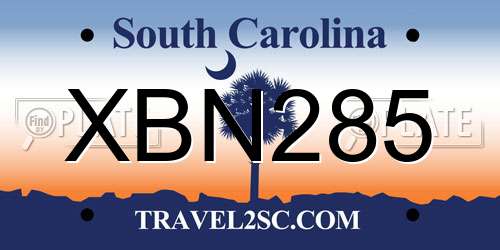 XBN285 South Carolina License Plate