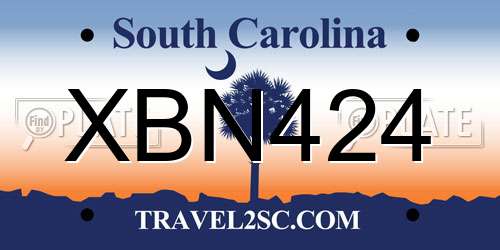 XBN424 South Carolina License Plate