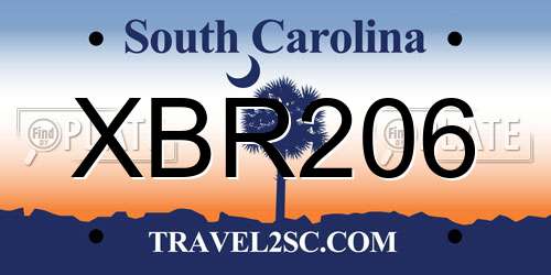 XBR206 South Carolina License Plate