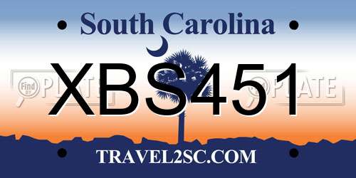 XBS451 South Carolina License Plate