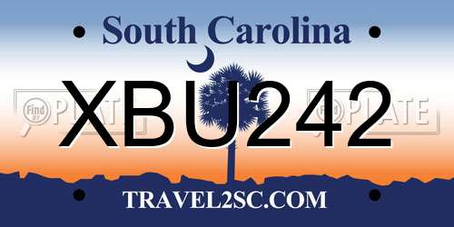 XBU242 South Carolina License Plate