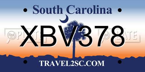 XBV378 South Carolina License Plate