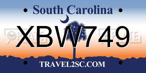 XBW749 South Carolina License Plate