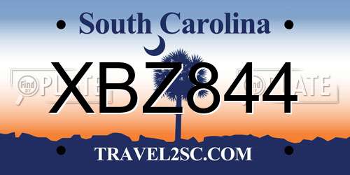 XBZ844 South Carolina License Plate