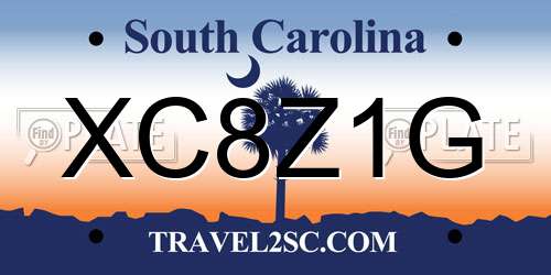 XC8Z1G South Carolina License Plate