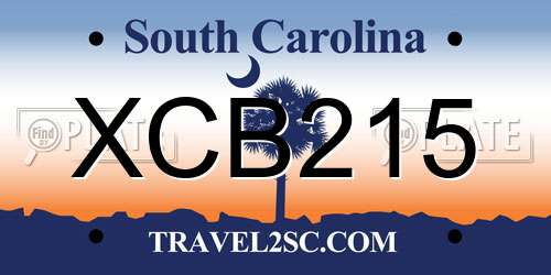 XCB215 South Carolina License Plate