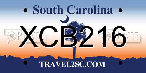 XCB216 South Carolina License Plate