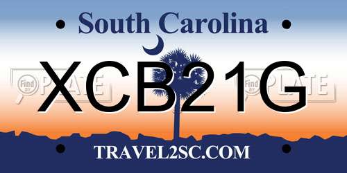 XCB21G South Carolina License Plate