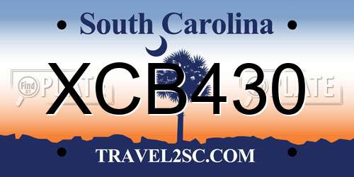 XCB430 South Carolina License Plate