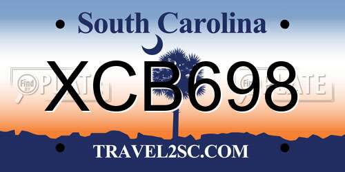 XCB698 South Carolina License Plate
