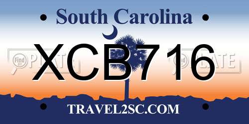 XCB716 South Carolina License Plate