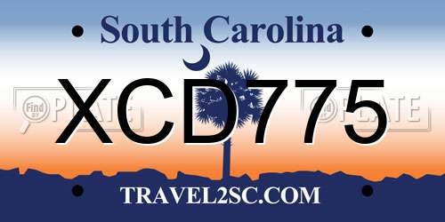 XCD775 South Carolina License Plate
