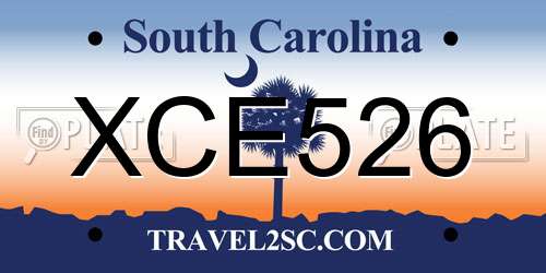 XCE526 South Carolina License Plate