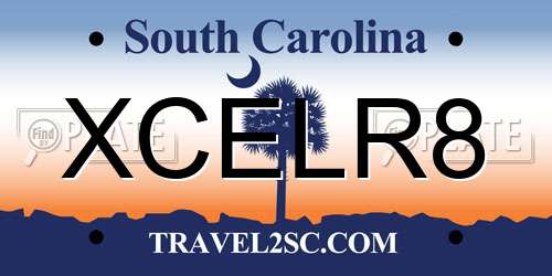 XCELR8 South Carolina License Plate