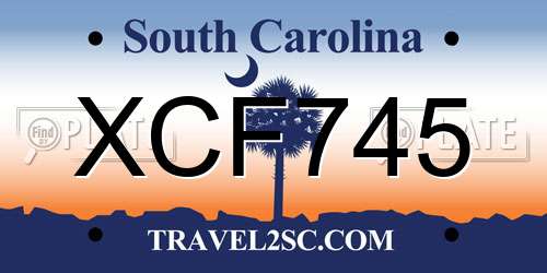 XCF745 South Carolina License Plate