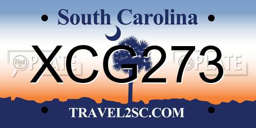 XCG273 South Carolina License Plate