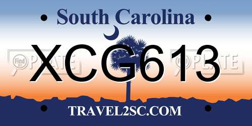 XCG613 South Carolina License Plate