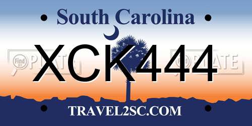 XCK444 South Carolina License Plate