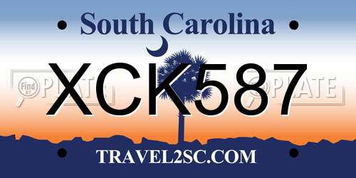 XCK587 South Carolina License Plate