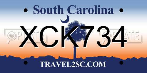 XCK734 South Carolina License Plate