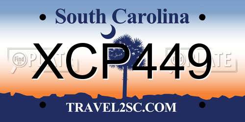 XCP449 South Carolina License Plate