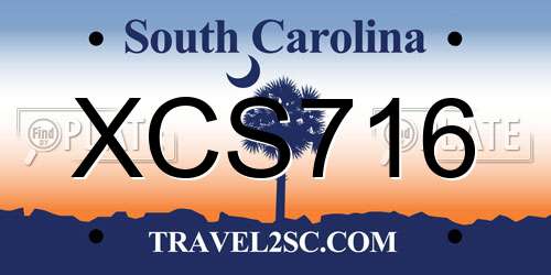 XCS716 South Carolina License Plate
