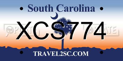 XCS774 South Carolina License Plate