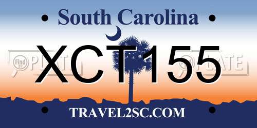 XCT155 South Carolina License Plate