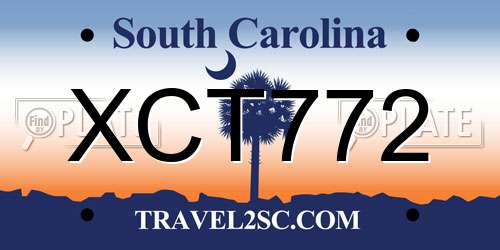 XCT772 South Carolina License Plate