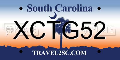 XCTG52 South Carolina License Plate