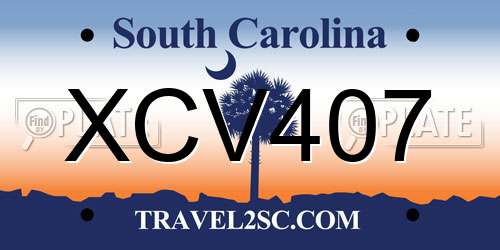 XCV407 South Carolina License Plate