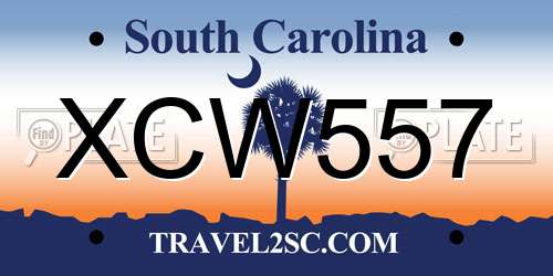 XCW557 South Carolina License Plate