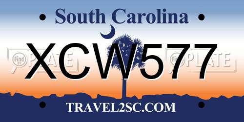 XCW577 South Carolina License Plate