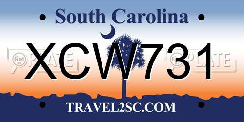 XCW731 South Carolina License Plate
